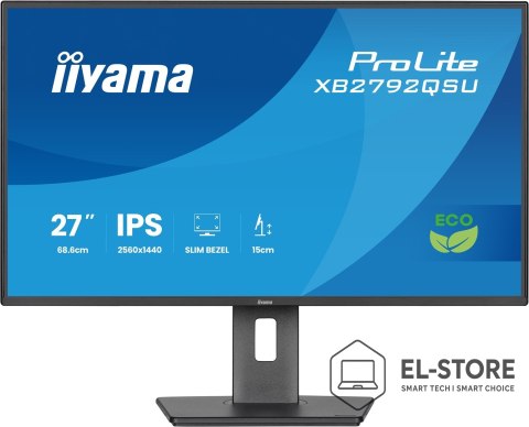 IIYAMA Iiyama ProLite XB2792QSU-B1 monitor komputerowy 68,6 cm (27") 2560 x 1440 px Quad HD LED Czarny
