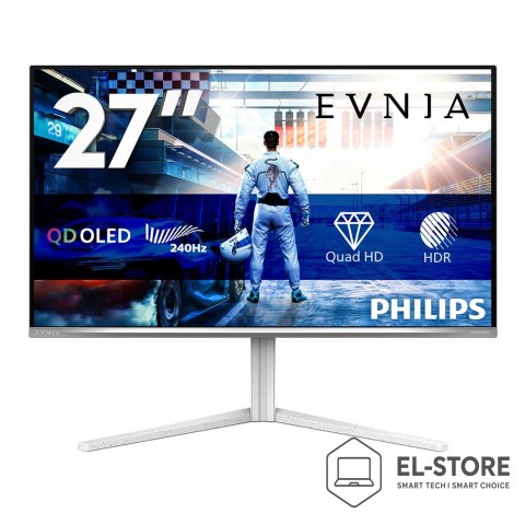 Philips Philips Evnia 6000 27M2N6501L/00 monitor komputerowy 67,3 cm (26.5") 2560 x 1440 px Quad HD QD-OLED Biały