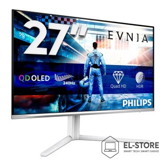 Philips Philips Evnia 6000 27M2N6501L/00 monitor komputerowy 67,3 cm (26.5") 2560 x 1440 px Quad HD QD-OLED Biały