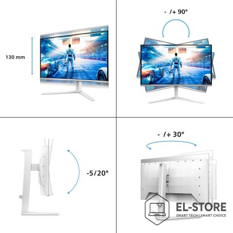 Philips Philips Evnia 6000 27M2N6501L/00 monitor komputerowy 67,3 cm (26.5") 2560 x 1440 px Quad HD QD-OLED Biały