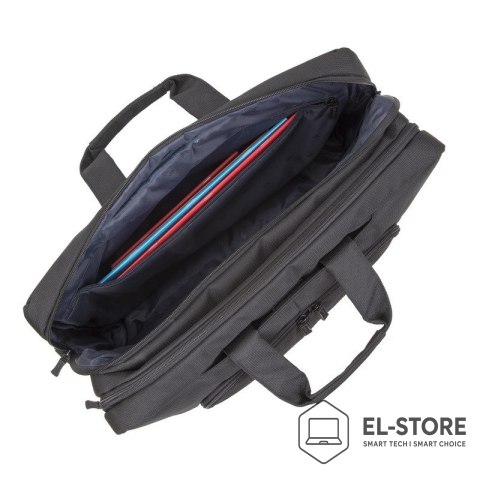 RivaCase RIVACASE TORBA NA LAPTOP 17,3" TEGEL, CZARNA, MATERIAŁ WODOODPORNY, KIESZENIE NA TABLET 10,1", SMARTFON, DOKUMENTY, AKCESORIA