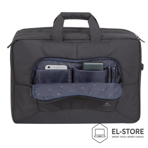 RivaCase RIVACASE TORBA NA LAPTOP 17,3" TEGEL, CZARNA, MATERIAŁ WODOODPORNY, KIESZENIE NA TABLET 10,1", SMARTFON, DOKUMENTY, AKCESORIA