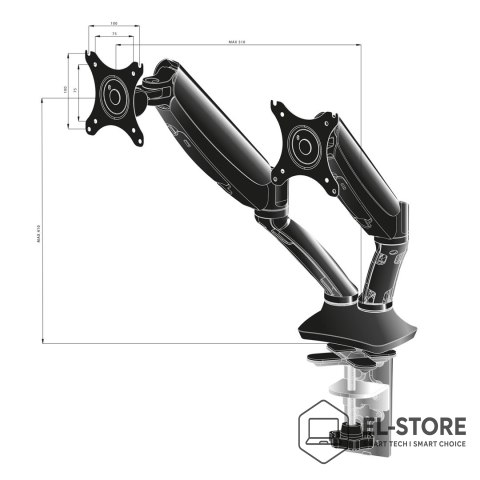 IIYAMA Uchwyt biurkowy Iiyama DS3002C-B1 - desk mount (adjustable arm)