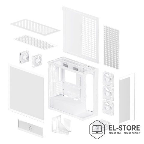 No name Okno Arctic Xtender Weiß Transparentes Glasfenster mit GPU mount