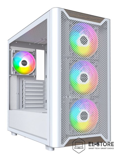 Montech Drewniana obudowa PC Montech XR, Midi-Tower, ATX, ARGB, Szkło hartowane - biała