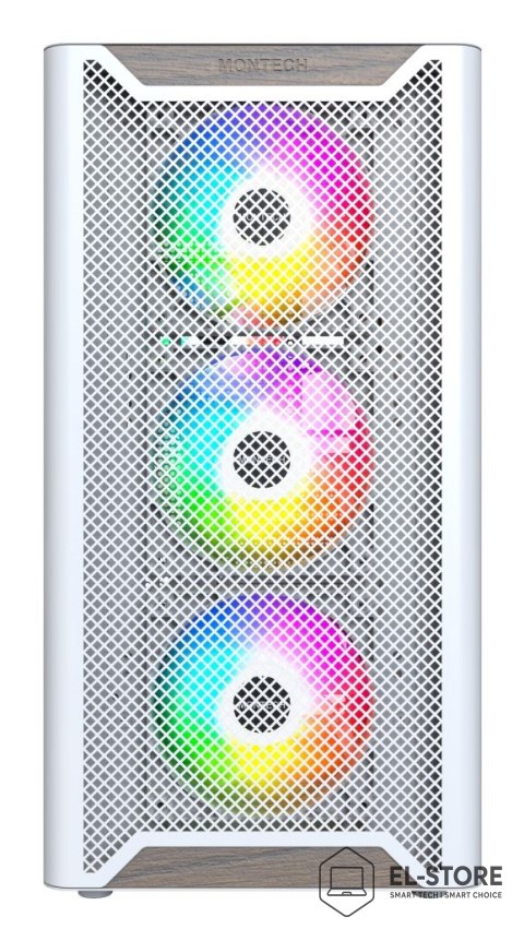 Montech Drewniana obudowa PC Montech XR, Midi-Tower, ATX, ARGB, Szkło hartowane - biała