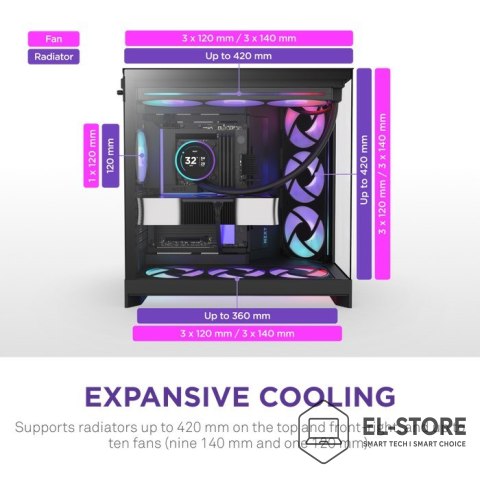 NZXT NZXT OBUDOWA H9 FLOW RGB+ MIDI TOWER Z OKNEM CZARNA