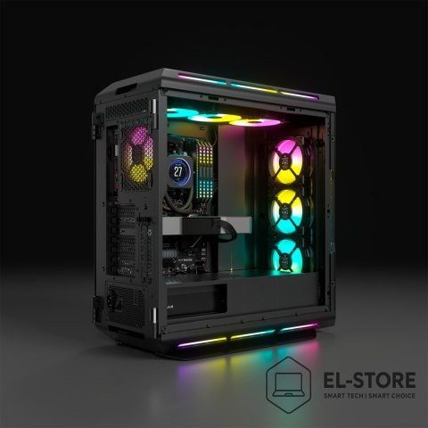 Corsair Korsarz | Inteligentna obudowa ze szkła hartowanego | iCUE 5000T RGB | Szyba boczna | Czarny | Wieża środkowa | Zasilacz w zesta