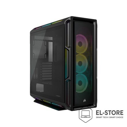 Corsair Korsarz | Inteligentna obudowa ze szkła hartowanego | iCUE 5000T RGB | Szyba boczna | Czarny | Wieża środkowa | Zasilacz w zesta