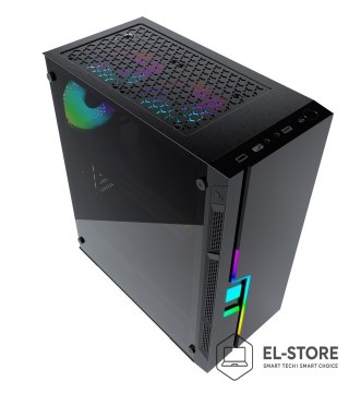 GEMBIRD GEMBIRD OBUDOWA FORNAX 2000RGB MIDI-TOWER (USB 3.0, HD AUDIO) PODŚWIETLENIE RGB, GAMINGOWY DESIGN, CZARNA