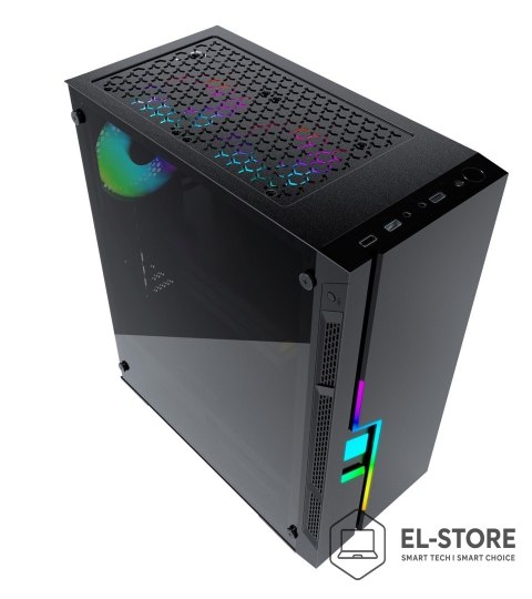 GEMBIRD GEMBIRD OBUDOWA FORNAX 2000RGB MIDI-TOWER (USB 3.0, HD AUDIO) PODŚWIETLENIE RGB, GAMINGOWY DESIGN, CZARNA