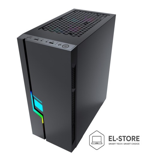GEMBIRD GEMBIRD OBUDOWA FORNAX 2000RGB MIDI-TOWER (USB 3.0, HD AUDIO) PODŚWIETLENIE RGB, GAMINGOWY DESIGN, CZARNA