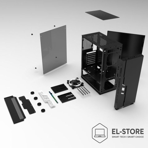 GEMBIRD GEMBIRD OBUDOWA FORNAX 2000RGB MIDI-TOWER (USB 3.0, HD AUDIO) PODŚWIETLENIE RGB, GAMINGOWY DESIGN, CZARNA