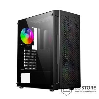 GEMBIRD GEMBIRD OBUDOWA FORNAX 400X MIDI-TOWER (2X USB 3.0, 1X USB 2.0, HD AUDIO, SZKLANY PANEL BOCZNY, PODŚWIETLENIE ARGB) CZARNA
