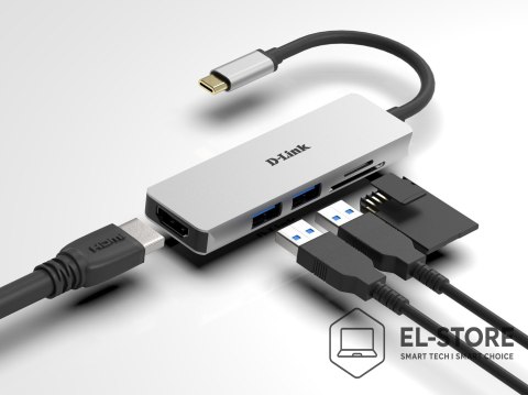 D-Link D-link- Hub USB-C-2xUSB,1xSD/microSD 1xHDMI