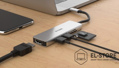 D-Link D-link- Hub USB-C-2xUSB,1xSD/microSD 1xHDMI