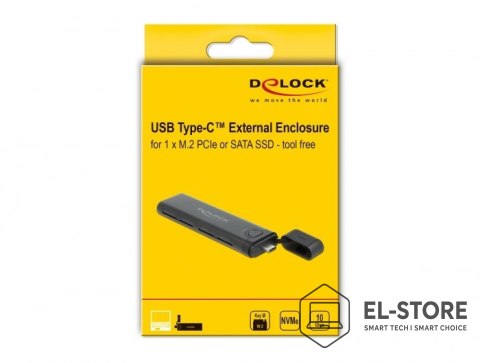 DELOCK DeLOCK Obudowa zewnętrzna USB Type-C na M.2 NVMe PCIe lub SATA SSD - Beznarzędziowa