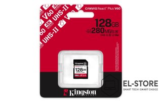Kingston 128GB SDXC CANVAS REACT PLUS U3/UHS-II 280R/100W V60 FULL HD/4K