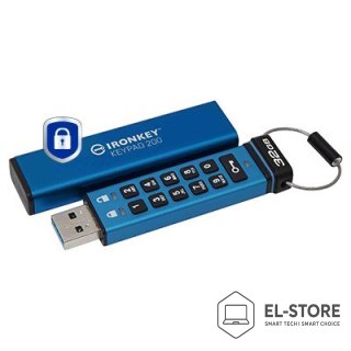 Kingston Flashdrive Kingston 32GB IKKP200/32GB IronKey Keypad 200 USB Typu-A 3.2 Gen 1 (3.1 Gen 1) Niebieski