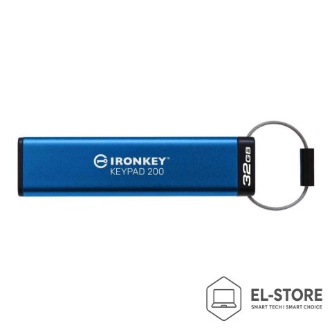 Kingston Flashdrive Kingston 32GB IKKP200/32GB IronKey Keypad 200 USB Typu-A 3.2 Gen 1 (3.1 Gen 1) Niebieski