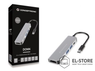 No name Conceptronic DONN02G stacja dokująca USB 3.2 Gen 1 (3.1 Gen 1) Type-C Aluminium