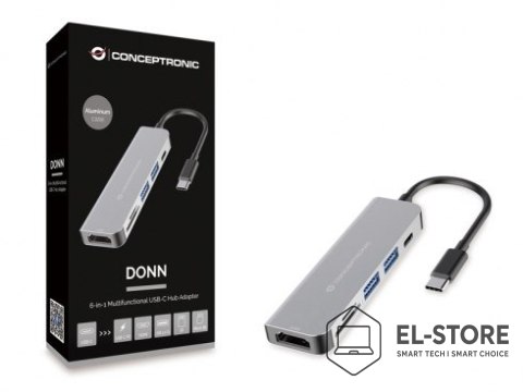 No name Conceptronic DONN02G stacja dokująca USB 3.2 Gen 1 (3.1 Gen 1) Type-C Aluminium