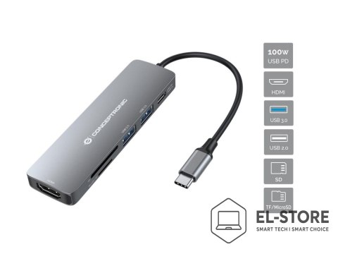No name Conceptronic DONN11G stacja dokująca Przewodowa USB 3.2 Gen 1 (3.1 Gen 1) Type-C Szary