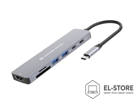 No name Conceptronic DONN28G stacja dokująca Przewodowa USB 3.2 Gen 1 (3.1 Gen 1) Type-C Szary