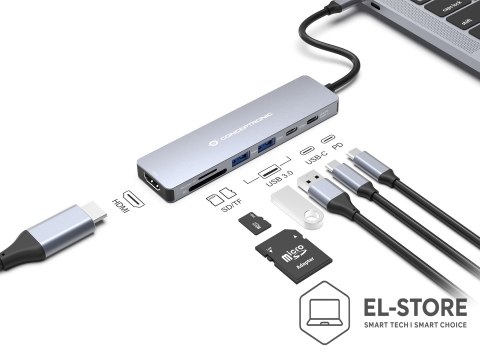 No name Conceptronic DONN28G stacja dokująca Przewodowa USB 3.2 Gen 1 (3.1 Gen 1) Type-C Szary