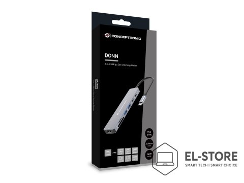 No name Conceptronic DONN28G stacja dokująca Przewodowa USB 3.2 Gen 1 (3.1 Gen 1) Type-C Szary