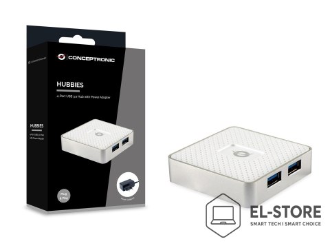 No name Conceptronic HUBBIES03W huby i koncentratory USB 3.2 Gen 1 (3.1 Gen 1) Micro-B 5000 Mbit/s Biały