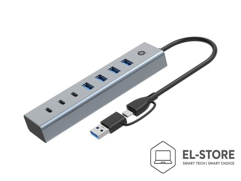 No name Conceptronic HUBBIES20G huby i koncentratory USB 3.2 Gen 1 (3.1 Gen 1) Type-C 5000 Mbit/s Szary