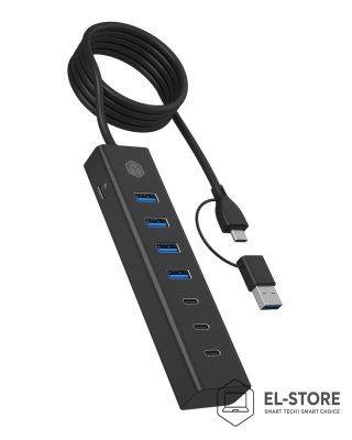 No name ICY BOX IB-HUB1737-C3 USB 3.2 Gen 1 (3.1 Gen 1) Type-C 5000 Mbit/s Czarny
