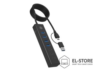 No name ICY BOX IB-HUB1737-C3 USB 3.2 Gen 1 (3.1 Gen 1) Type-C 5000 Mbit/s Czarny