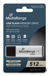 No name MediaRange MR1904 pamięć USB 512 GB USB Typu-A 3.2 Gen 1 (3.1 Gen 1) Czarny, Srebrny