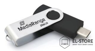 No name MediaRange MR1955 pamięć USB 256 GB USB Type-C 3.2 Gen 1 (3.1 Gen 1) Czarny, Srebrny