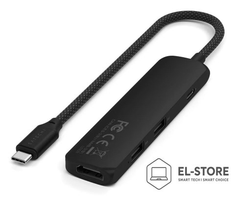 No name Satechi 4w1 USB-C Slim Multiport Adapter 4K - aluminiowy adapter do urządzeń mobilnych USB-C (USB-C, 4K HDMI, 2x USB-A) (black)