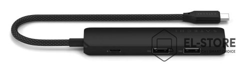 No name Satechi 4w1 USB-C Slim Multiport Adapter 4K - aluminiowy adapter do urządzeń mobilnych USB-C (USB-C, 4K HDMI, 2x USB-A) (black)