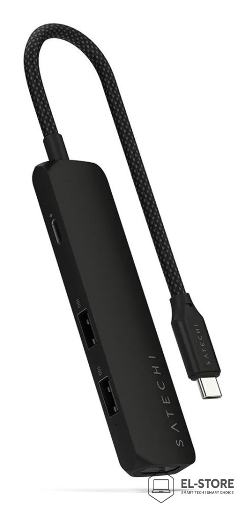 No name Satechi 4w1 USB-C Slim Multiport Adapter 4K - aluminiowy adapter do urządzeń mobilnych USB-C (USB-C, 4K HDMI, 2x USB-A) (black)