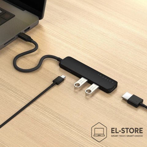 No name Satechi 4w1 USB-C Slim Multiport Adapter 4K - aluminiowy adapter do urządzeń mobilnych USB-C (USB-C, 4K HDMI, 2x USB-A) (black)