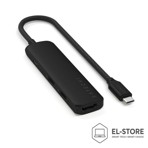 No name Satechi 4w1 USB-C Slim Multiport Adapter 4K - aluminiowy adapter do urządzeń mobilnych USB-C (USB-C, 4K HDMI, 2x USB-A) (black)