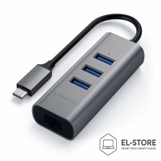 No name Satechi Aluminium Hub 2in1 - aluminiowy Hub do laptopów i komputerów stacjonarnych USB-C (3x USB-A, Ethernet) (space gray)