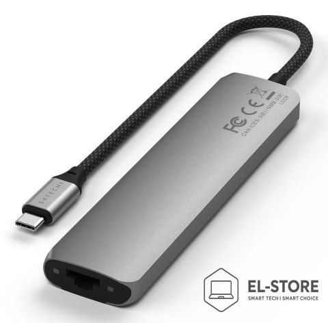 No name Wieloportowa przejściówka Satechi 7-w-1 USB-C Slim z Ethernetem - gwiezdna szarość