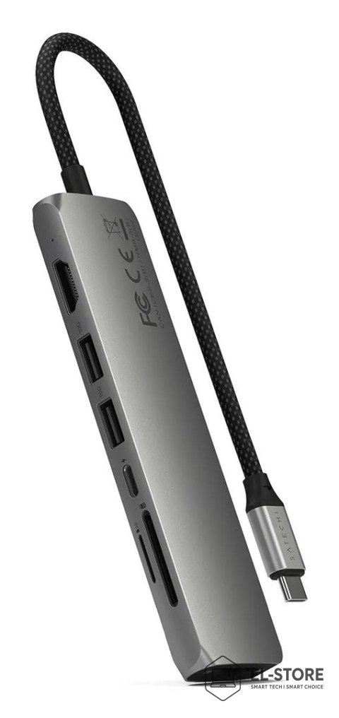 No name Wieloportowa przejściówka Satechi 7-w-1 USB-C Slim z Ethernetem - gwiezdna szarość