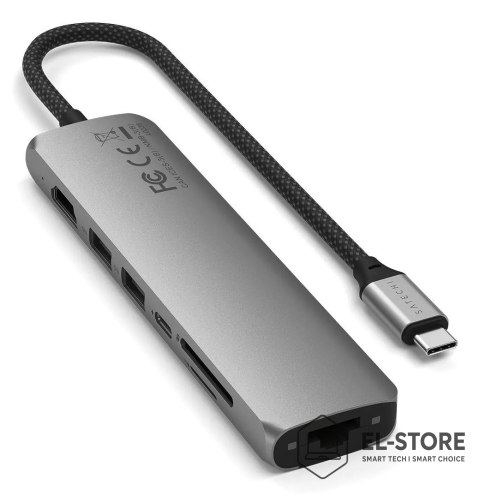 No name Wieloportowa przejściówka Satechi 7-w-1 USB-C Slim z Ethernetem - gwiezdna szarość