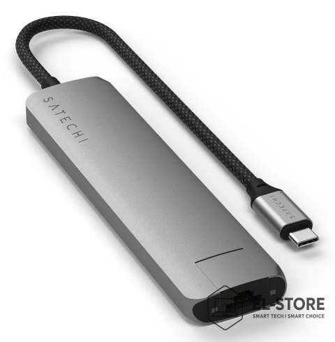 No name Wieloportowa przejściówka Satechi 7-w-1 USB-C Slim z Ethernetem - gwiezdna szarość