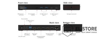 RAIDSONIC ICY BOX IB-DK2246AC Przewodowa USB 3.2 Gen 2 (3.1 Gen 2) Type-A Czarny