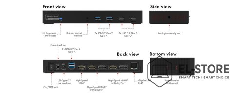 RAIDSONIC ICY BOX IB-DK2246AC Przewodowa USB 3.2 Gen 2 (3.1 Gen 2) Type-A Czarny