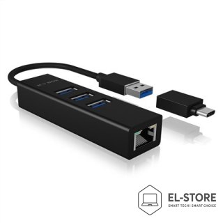 RAIDSONIC ICY BOX IB-HUB1419-LAN USB 3.2 Gen 1 (3.1 Gen 1) Type-A Czarny