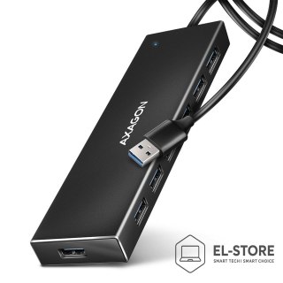 AXAGON Axagon HUE-F7A 7x USB 3.2 Gen 1 ALU FLAT hub micro power IN 1m USB-A USB 3.2 Gen 1 (3.1 Gen 1) Type-A 5000 Mbit/s Czarny